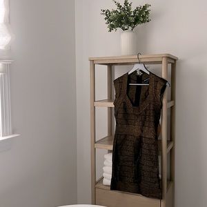 French connection body-con dress, gold and black